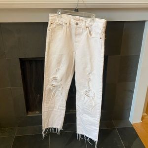 White Wedgie Straight Levi Jeans